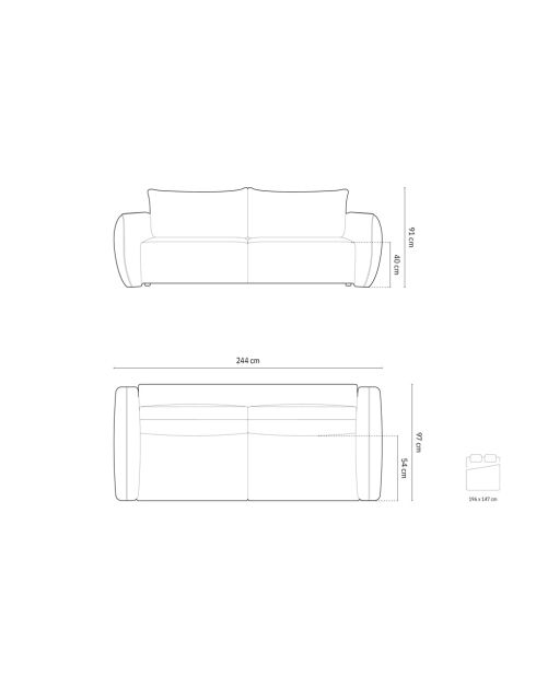 3-zits slaapbank Vanda met opbergbox Grijs - 244x97x91 cm