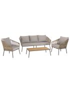 Set di mobili da giardino a 5 posti in acacia oliata color tortora