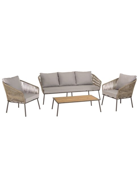 Set di mobili da giardino a 5 posti in acacia oliata color tortora