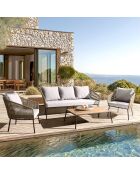 Set di mobili da giardino a 5 posti in acacia oliata color tortora