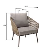 Set di mobili da giardino a 5 posti in acacia oliata color tortora