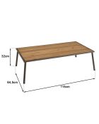 Set di mobili da giardino a 5 posti in acacia oliata color tortora