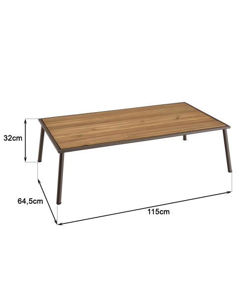 Set di mobili da giardino a 5 posti in acacia oliata color tortora