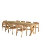 Gartenmöbelset 8/10 Personen - 1 rechteckiger Esstisch und 8 beigefarbene Gartenstühle