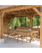 Gartenmöbelset 8/10 Personen - 1 rechteckiger Esstisch und 8 beigefarbene Gartenstühle