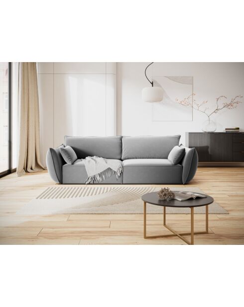 Canapé velours Vanda 3 places Gris - 208x110x85 cm