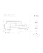 Hebe 2-Sitzer-Sofa aus Samt Grau - 199x93x83 cm