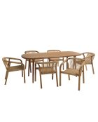 Miami 6-zits tuinmeubelset - 1 tuintafel van geolied angelicahout - 6 geoliede acaciafauteuils - Beige