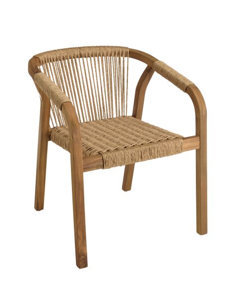 Miami 6-zits tuinmeubelset - 1 tuintafel van geolied angelicahout - 6 geoliede acaciafauteuils - Beige