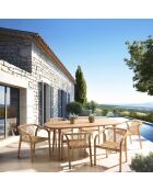 Miami 6-zits tuinmeubelset - 1 tuintafel van geolied angelicahout - 6 geoliede acaciafauteuils - Beige
