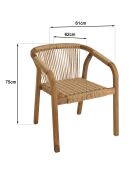 Miami 6-zits tuinmeubelset - 1 tuintafel van geolied angelicahout - 6 geoliede acaciafauteuils - Beige