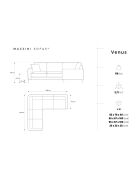 Venus Symmetric Ecksofa 5 Sitzer Hellgrau - 250x238x90