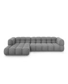Aster Modulares Ecksofa aus Samt für 4 Personen, links, Hellgrau - 300x162x70