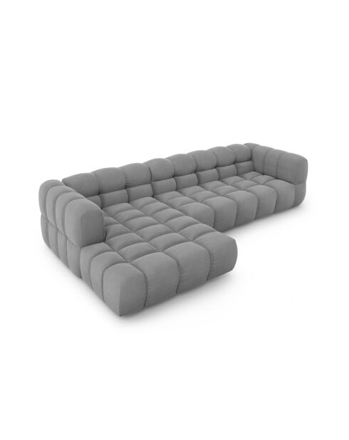 Aster Modulares Ecksofa aus Samt für 4 Personen, links, Hellgrau - 300x162x70