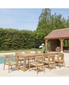 Tuinmeubelset voor 8/10 personen - 1 rechthoekige eettafel en 8 beige tuinstoelen met ruitpatroon