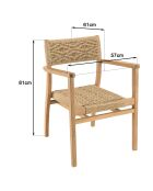 Tuinmeubelset voor 8/10 personen - 1 rechthoekige eettafel en 8 beige tuinstoelen met ruitpatroon