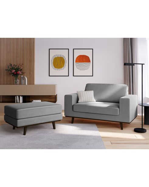 Fauteuil en velours Hebe 1 place Gris - 121x93x83 cm