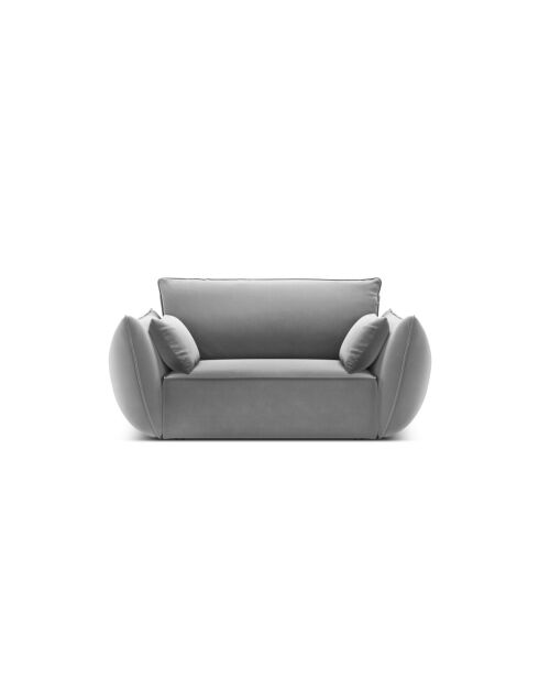 Fauteuil en velours Vanda 1 place Gris - 128x110x85 cm
