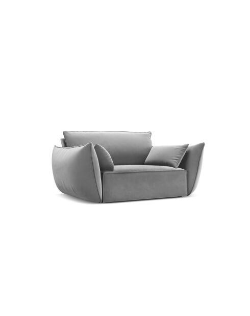 Fauteuil en velours Vanda 1 place Gris - 128x110x85 cm