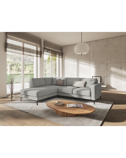 Venus 4-Sitzer-Ecksofa aus Strukturstoff links Hellgrau - 248x160x90