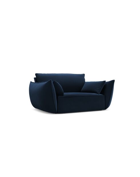 Vanda 1-zits fluwelen fauteuil koningsblauw - 128x110x85 cm