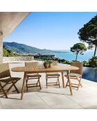 Uitschuifbare tuintafel in geoliede acacia 150/200x100cm beige