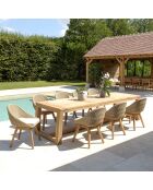 Ensemble de salon de jardin 8/10 personnes - 1 table à manger rectangulaire et 8 chaises de jardin - Beige et blanc