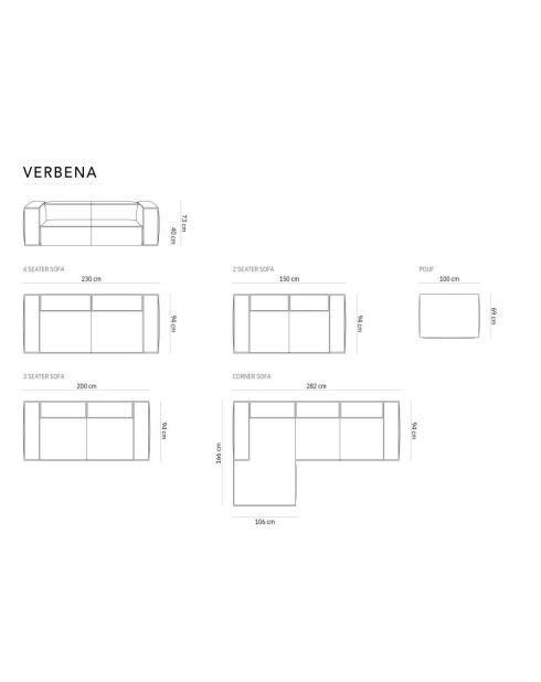 Verbena 4-zits fluwelen hoekbank links Lichtgroen - 282x166x73