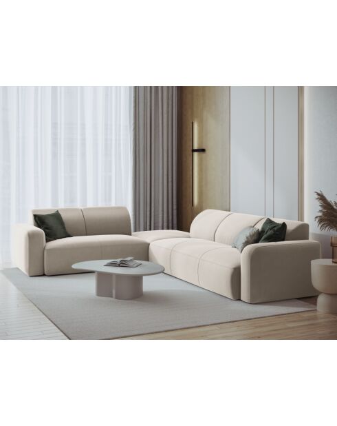 Rechtes Ecksofa Jasmine aus Samt Beige - 315x250x72
