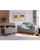 Pouf velours Hebe 1 place Gris - 86x60x43 cm