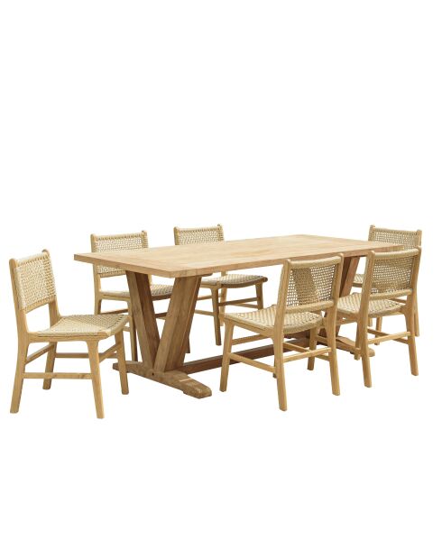 Juego de muebles de jardín para 6/8 personas: 1 mesa de comedor rectangular de color beige