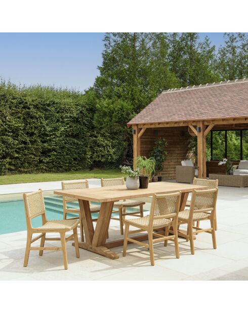 Juego de muebles de jardín para 6/8 personas: 1 mesa de comedor rectangular de color beige