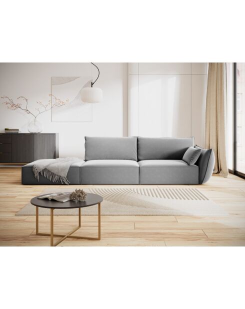 Vanda gerades 4-Sitzer-Sofa aus grauem Samt — 264 x 110 x 85 cm