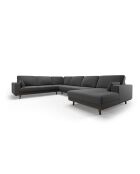 Panorama-Ecksofa (linke Seite) Hebe Velvet 6-Sitzer Dunkelgrau - 350x273x83 cm