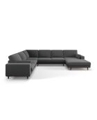 Panorama-Ecksofa (linke Seite) Hebe Velvet 6-Sitzer Dunkelgrau - 350x273x83 cm