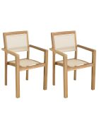 Set van 2 stapelbare tuinstoelen en beige textileen