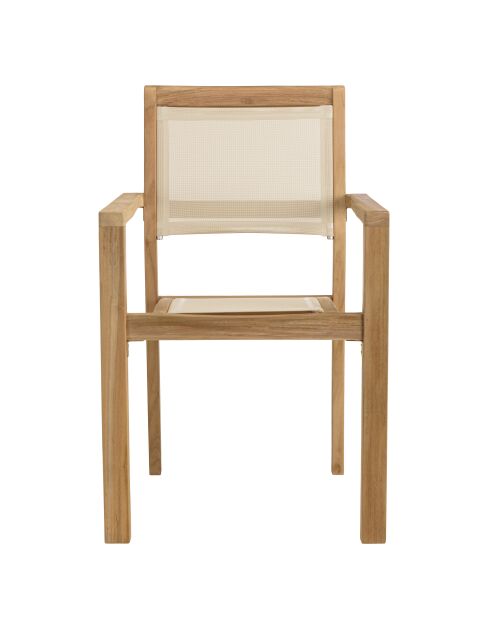 Set van 2 stapelbare tuinstoelen en beige textileen