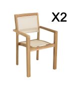 Set van 2 stapelbare tuinstoelen en beige textileen