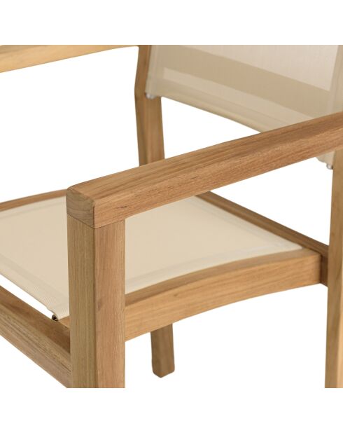 Set van 2 stapelbare tuinstoelen en beige textileen