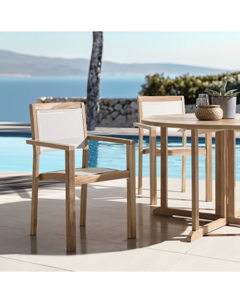 Set van 2 stapelbare tuinstoelen en beige textileen