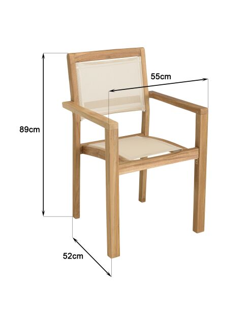Set van 2 stapelbare tuinstoelen en beige textileen