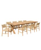Gartenmöbelset 8/10 Personen - 1 rechteckiger Esstisch und 8 beigefarbene Gartenstühle