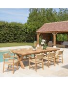 Gartenmöbelset 8/10 Personen - 1 rechteckiger Esstisch und 8 beigefarbene Gartenstühle