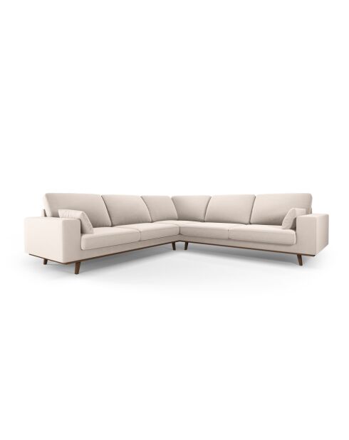 Hebe Velvet Ecksofa, symmetrisch, 5 Sitzer, beige, 273 x 273 x 83 cm