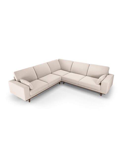 Hebe Velvet Ecksofa, symmetrisch, 5 Sitzer, beige, 273 x 273 x 83 cm