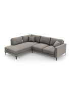 Venus 5-Sitzer-Ecksofa links aus Samt Hellgrau - 254x185x90 cm