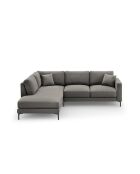 Venus 5-Sitzer-Ecksofa links aus Samt Hellgrau - 254x185x90 cm