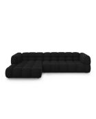 Aster Modulares Ecksofa aus Samt für 4 Personen, links, Schwarz - 300x162x70