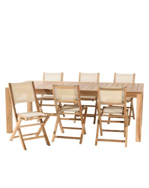 Gartenmöbelset 8/10 Personen - 1 rechteckiger Tisch Modell Vieste und 6 beigefarbene Stühle