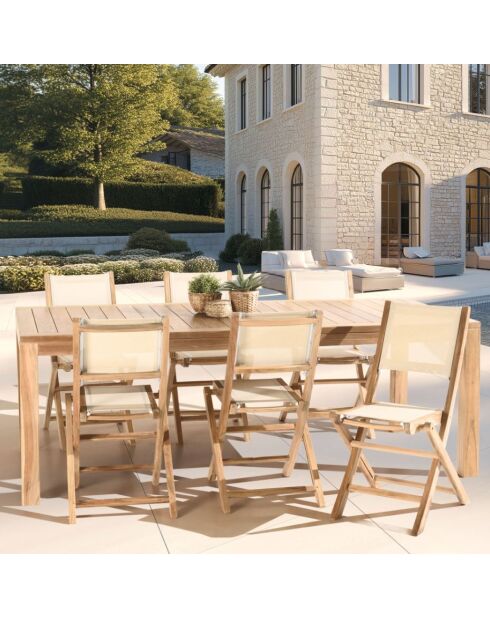 Gartenmöbelset 8/10 Personen - 1 rechteckiger Tisch Modell Vieste und 6 beigefarbene Stühle